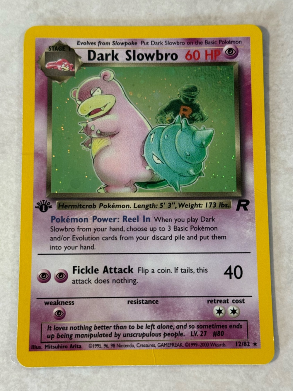 Dark Slowbro Pokemon Holo Card 1st edition